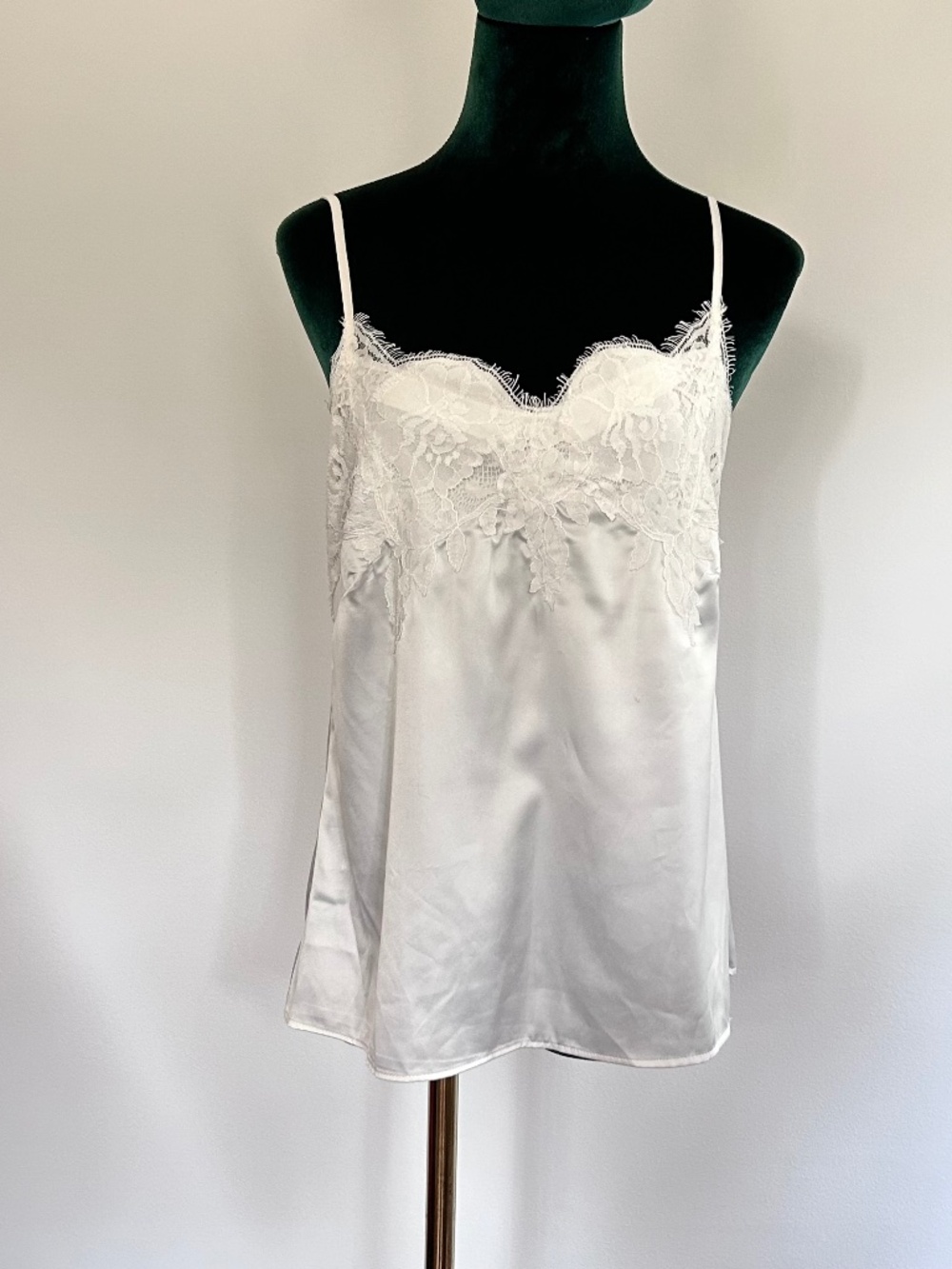 Homebodii Womens Satin Lace Cami Top S Ivory Bridal Coquette Slip Y2K Balletcore